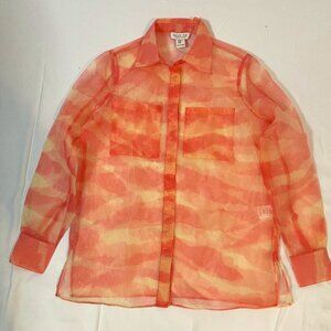 Rachel Zoe. Orange Sheer Shirt. Size XS. Made in China. NWT